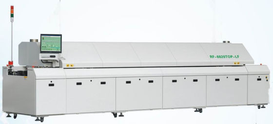 เตาอบบัดกรีแบบรีโฟลว์ไร้สารตะกั่วสำหรับสายการผลิต SMT, อุปกรณ์บัดกรีแบบรีโฟลว์ PCB, เตาอบรีโฟลว์ลมร้อน 8/10/12 โซน